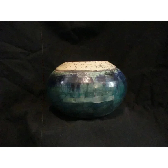 Raku, Blue clay pottery by Ster. Joseph baris, Volcano Art Center, Hawaii, - Picture 2 of 8